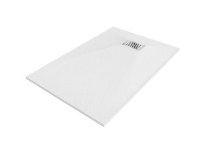 Mexen Hugo obdĺžniková sprchová vanička SMC 80 x 70 cm, biela, inoxová mriežka - 42107080-X