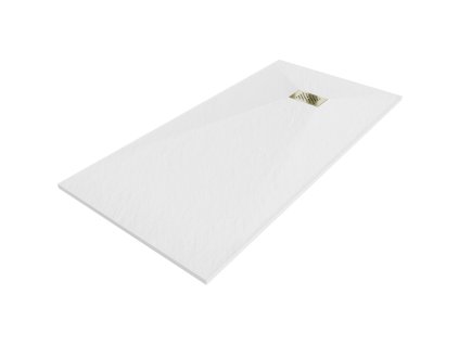 Mexen Hugo obdĺžniková sprchová vanička SMC 180 x 90 cm, biela, zlatá mriežka - 42109018-G