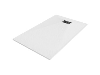 Mexen Hugo obdĺžniková sprchová vanička SMC 140 x 70 cm, biela, čierna mriežka - 42107014-B