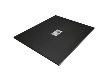Obdĺžniková sprchová vanička Mexen Hugo SMC 110 x 100 cm, čierna, inoxová mriežka - 42701011-X