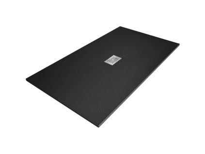 Obdĺžniková sprchová vanička Mexen Hugo SMC 150 x 100 cm, čierna, inoxová mriežka - 42701015-X