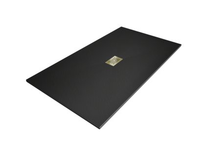Obdĺžniková sprchová vanička Mexen Hugo SMC 150 x 100 cm, čierna, zlatá mriežka - 42701015-G