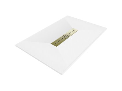 Mexen Toro obdĺžniková sprchová vanička SMC 120 x 80 cm, biela, zlatá mriežka - 43108012-G