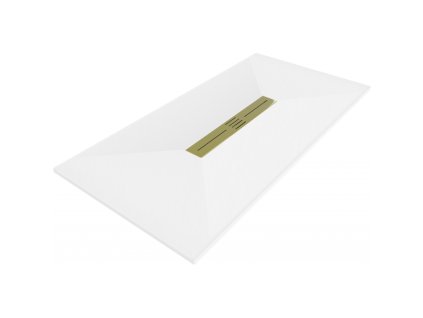 Mexen Toro obdĺžniková sprchová vanička SMC 150 x 80 cm, biela, zlatá mriežka - 43108015-G