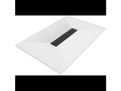 Mexen Toro obdĺžniková sprchová vanička SMC 130 x 80 cm, biela, čierna mriežka - 43108013-B