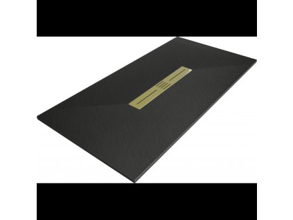 Mexen Toro obdĺžniková sprchová vanička SMC 150 x 70 cm, čierna, zlatá mriežka - 43707015-G