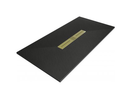 Mexen Toro obdĺžniková sprchová vanička SMC 200 x 80 cm, čierna, zlatá mriežka - 43708020-G