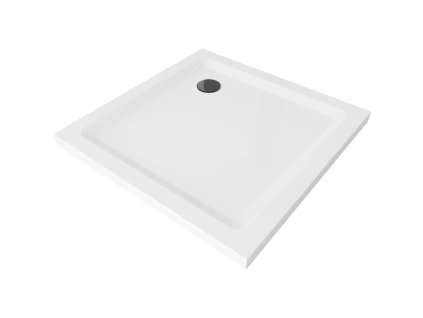 Mexen Flat sprchová vanička štvorcová slim 70 x 70 cm, biela, sifón čierny - 40107070B
