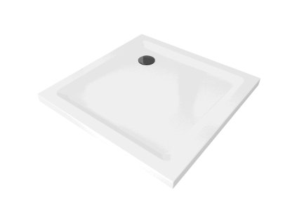 Mexen Flat sprchová vanička štvorcová slim 100 x 100 cm, biela, sifón čierny - 40101010B