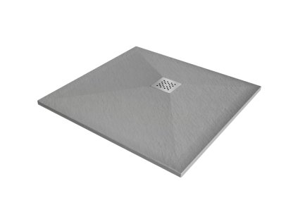 Mexen Stone+ sprchová vanička štvorcová z minerálneho kompozitu 70 x 70 cm, sivý betón - 44617070