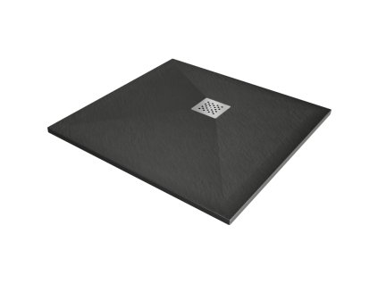 Mexen Stone+ sprchová vanička štvorcová z minerálneho kompozitu 80 x 80 cm, antracit - 44718080