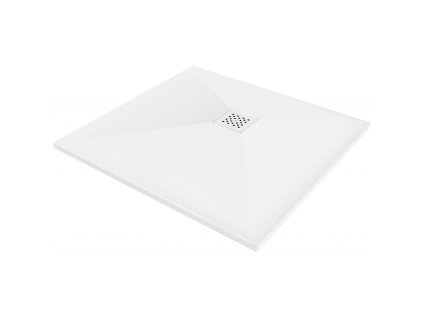 Kompozitná sprchová vanička Mexen Stone+, štvorcová, 80 x 80 cm, biela, biely obklad - 44108080-W