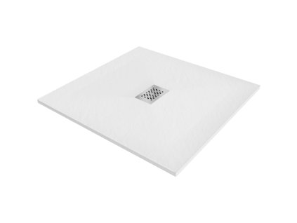 Mexen Hugo štvorcová sprchová vanička SMC 100 x 100 cm, biela, inoxová mriežka - 42101010-X