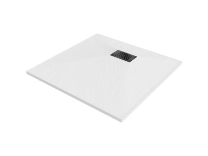 Mexen Hugo štvorcová sprchová vanička SMC 90 x 90 cm, biela, čierna mriežka - 42109090-B