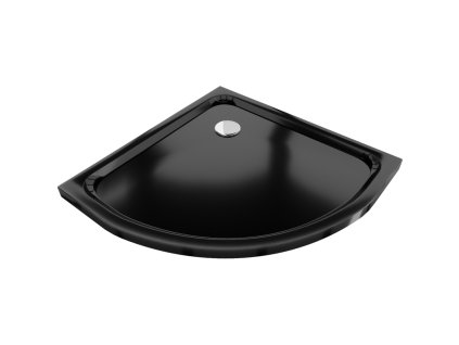 Mexen Flat sprchová vanička štvrťkruhová slim 70 x 70 cm, čierna, sifón - 41707070