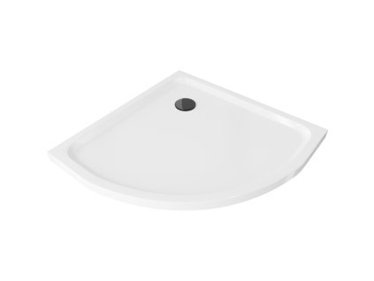 Mexen Flat sprchová vanička štvrťkruhová slim 90 x 90 cm, biela, sifón čierny - 41109090B