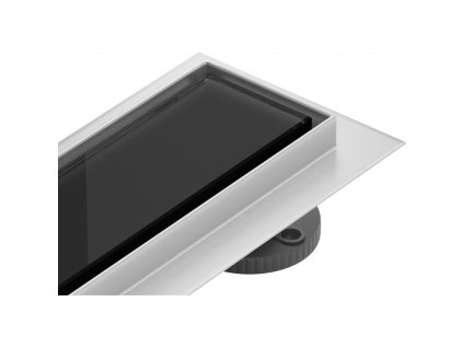 Mexen Flat 360° sprchový žľab, vzor MGB, 60 cm, čierne sklo - 1026060-40