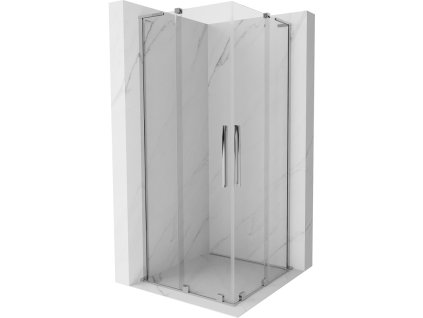 Mexen Velar L Duo posuvný sprchový kút 80 x 80 cm, priehľadný, chróm - 871-080-080-02-03-01