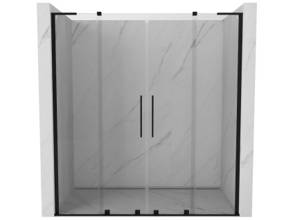 Posuvné sprchové dvere Mexen Velar L Duo 200 cm, transparentné, čierne - 871-200-003-02-70