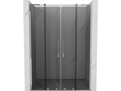 Posuvné sprchové dvere Mexen Velar L Duo 140 cm, grafit, chróm - 871-140-003-42-01