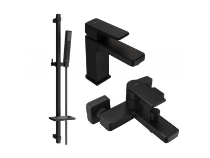 Kúpeľňová súprava Mexen Mino DQ77, čierna - 72403DQ77-70