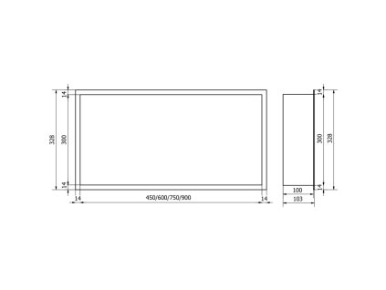 Mexen X-Wall-R výsuvná polica s prírubou 60 x 30 cm, zlatá - 1950603010
