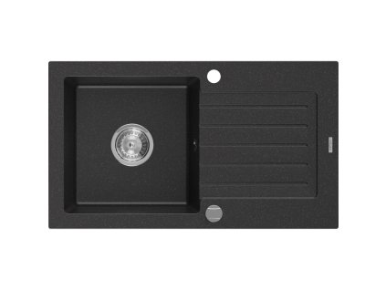 Mexen Pablo drez granitový 1-komorový s odkvapkávačom 752 x 436 mm, čierny/strieborná metalíza - 6510751010-73
