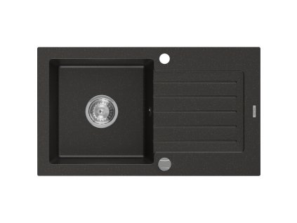 Mexen Pablo drez granitový 1-komorový s odkvapkávačom 752 x 436 mm, čierny/zlatá metalíza - 6510751010-75