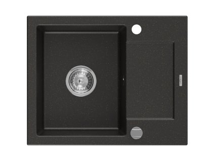 Mexen Enzo drez granitový 1-komorový s krátkym odkvapkávačom 576 x 465 mm, čierny/zlatá metalíza - 6506571005-75