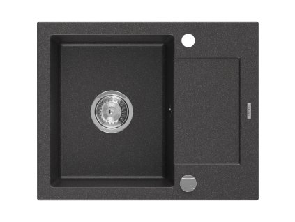 Mexen Enzo drez granitový 1-komorový s krátkym odkvapkávačom 576 x 465 mm, čierny škvrnitý - 6506571005-76