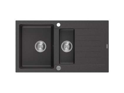 Mexen Matias drez granitový 1,5-komorový s krátkym odkvapkávačom 900 x 505 mm, čierny škvrnitý - 6502901505-76