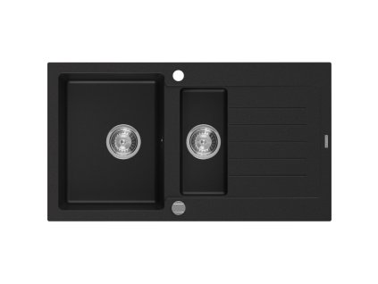 Mexen Matias drez granitový 1,5-komorový s krátkym odkvapkávačom 900 x 505 mm, čierny - 6502901505-77