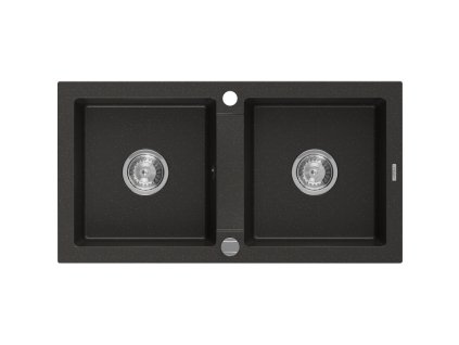 Mexen Mario drez granitový 2-komorový 820 x 436 mm, čierny/zlatá metalíza - 6504822000-75