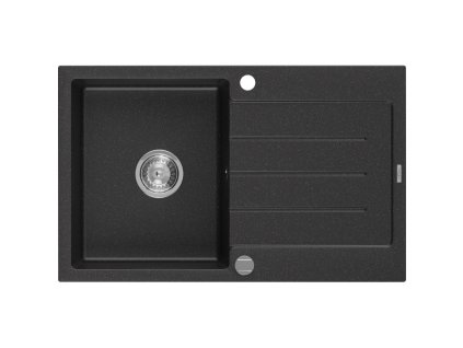 Mexen Bruno drez granitový 1-komorový s odkvapkávačom 795 x 495 mm, čierny/strieborná metalíza- 6513791010-73