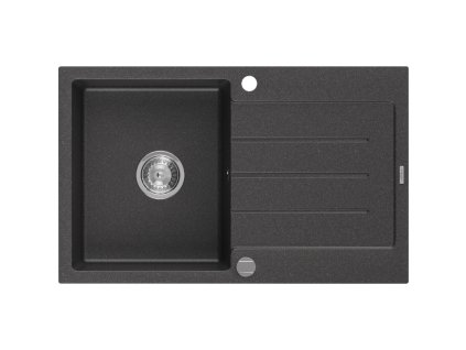 Mexen Bruno drez granitový 1-komorový s odkvapkávačom 795 x 495 mm, čierny škvrnitý - 6513791010-76