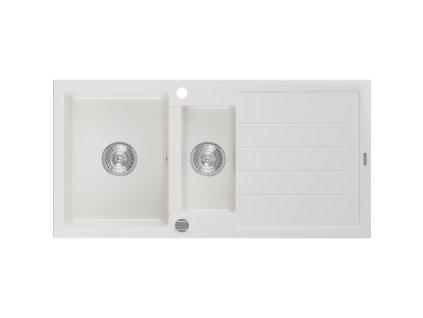 Mexen Andres drez granitový 1,5-komorový s odkvapkávačom 1000 x 500 mm, biely - 6515101510-20