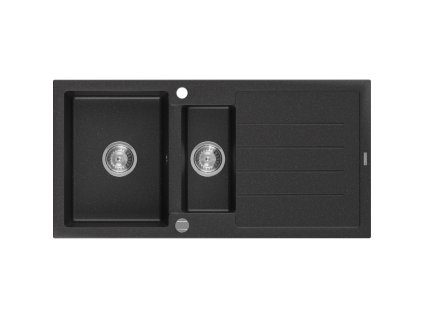 Mexen Andres drez granitový 1,5-komorový s odkvapkávačom 1000 x 500 mm, čierny/strieborná metalíza - 6515101510-73