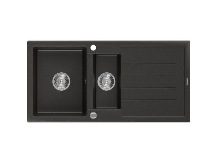Mexen Andres drez granitový 1,5-komorový s odkvapkávačom 1000 x 500 mm, čierny/zlatá metalíza - 6515101510-75