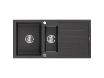 Mexen Andres drez granitový 1,5-komorový s odkvapkávačom 1000 x 500 mm, čierny škvrnitý - 6515101510-76