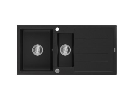 Mexen Andres drez granitový 1,5-komorový s odkvapkávačom 1000 x 500 mm, čierny - 6515101510-77