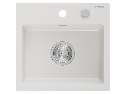 Mexen Milo drez granitový 1-komorový 435 x 410 mm, biely - 6505441000-20