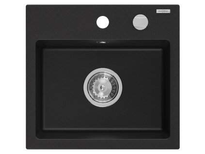 Mexen Milo drez granitový 1-komorový 435 x 410 mm, čierny - 6505441000-77