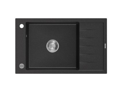 Mexen Elias drez granitový 1-komorový s krátkym odkvapkávačom 795 x 480 mm, čierny/strieborná metalíza - 6511791005-73