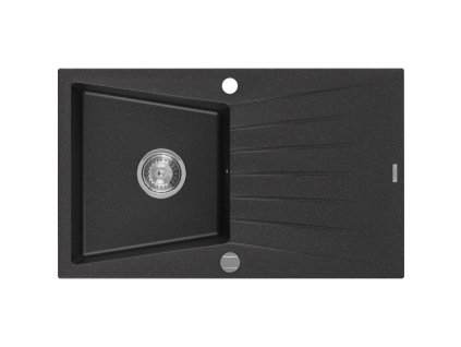 Mexen Cesar drez granitový 1-komorový s odkvapkávačom 775 x 470 mm, čierny/strieborná metalíza - 6514771010-73