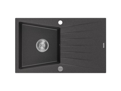 Mexen Cesar drez granitový 1-komorový s odkvapkávačom 775 x 470 mm, čierny škvrnitý - 6514771010-76