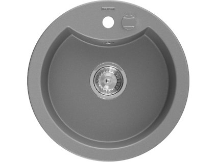 Mexen Diego zlewozmywak granitowy 1-komorowy 488 x 480 mm, szary, syfon chrom - 6512481000-71
