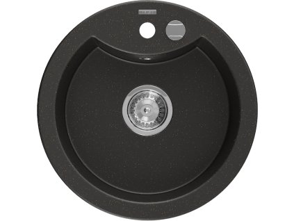 Mexen Diego drez granitový 1-komorový 488 x 480 mm, čierny/zlatá metalíza - 6512481000-75