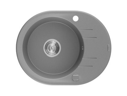 Mexen Kevin zlewozmywak granitowy 1-komorowy z ociekaczem 586 x 458 mm, szary, syfon chrom - 6517581005-71