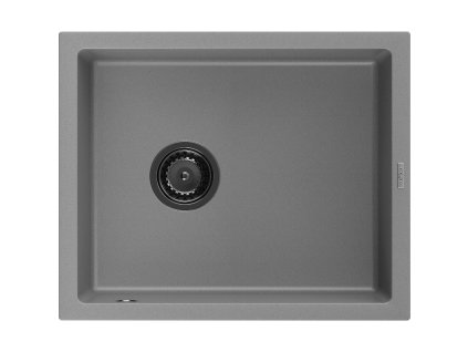 Granitový drez Mexen Pedro s 1 misou 560 x 460 mm, sivý, čierny sifón - 6508561000-71-B