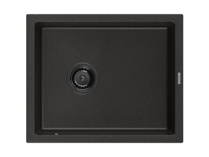 Granitový drez Mexen Pedro s 1 misou 560 x 460 mm, čierna/zlatá metalíza, čierny sifón - 6508561000-75-B